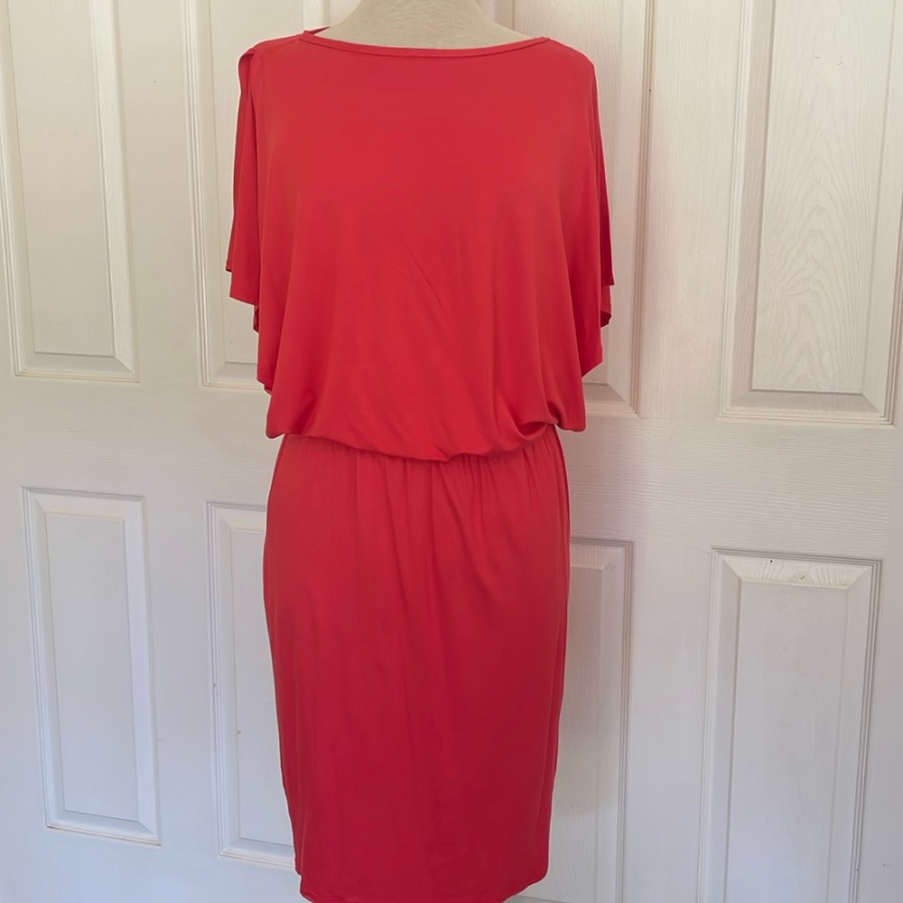 Trina Turk New Peachy Orange Short Sleeve Dress - fully lined size S